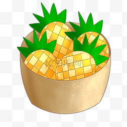 一筐卡通菠萝插画