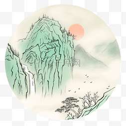 鸟儿国画图片_中国风水墨山水风景