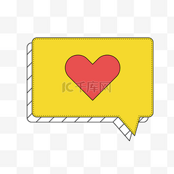 虚线边框爱心图片_黄色手绘爱心对话框