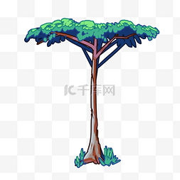 创意T型树木插画