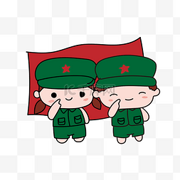 绿色的军帽图片_红旗前敬礼的小朋友