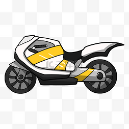 骑摩托卡通图片_黄白色的摩托插画
