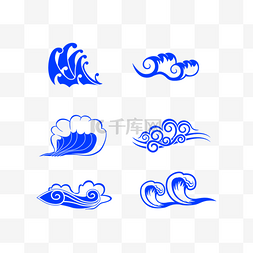 古典蓝色装饰图片_手绘中国蓝云纹装饰插图