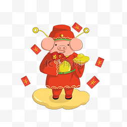 喜庆可爱红包图片_新年喜庆财神猪送红包