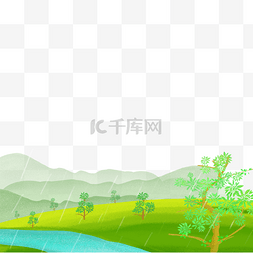湖水树林图片_春天新绿树林湖水风景装饰边框PNG