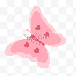 粉色的桃心蝴蝶插画