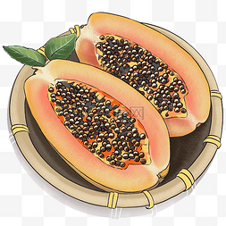 水果胸图片_一个被切开的新鲜木瓜