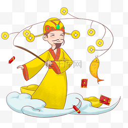 杜绝发生这事图片_春节财神红包锦鲤手绘插画