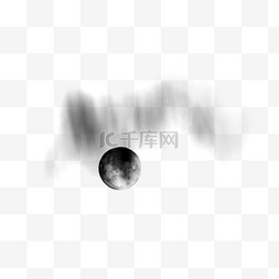月球水彩图片_水彩黑色月球天空泼墨
