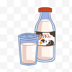 手绘蓝色杯子图片_创意牛奶瓶手绘插画