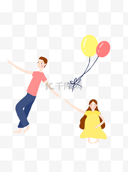 情侣和图片_小清新小情侣和气球