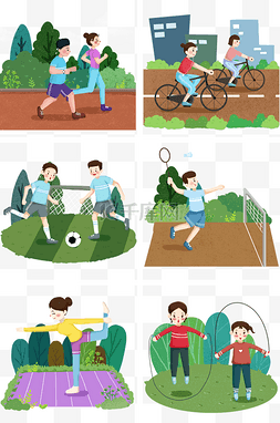 绿色自行车元素图片_卡通手绘运动健身
