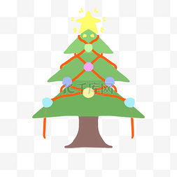 金色的绳子图片_绿色的圣诞树边框插画