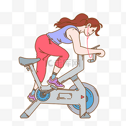 自行车健身图片_健身卡通手绘插画