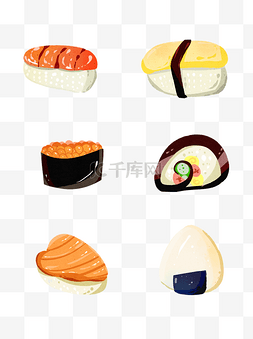 寿司日本美食三文鱼手绘可商用元