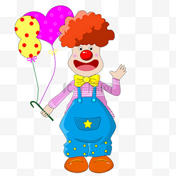 拐杖气球图片_拿着气球挥手的可爱小丑