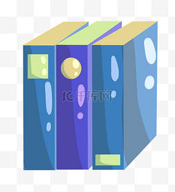 三本图书图片_蓝色的图书装饰插画