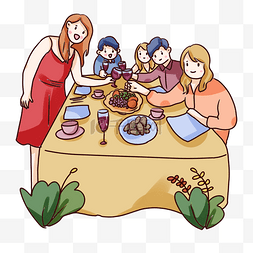 家人团聚聚餐图片_手绘卡通2019新年团聚
