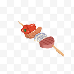 美食刷串肉串插画