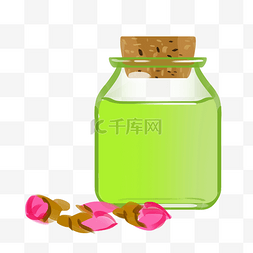 绿色手绘瓶子图片_美容院水彩手绘瓶子