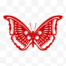 红色剪纸蝴蝶图片_可爱的蝴蝶剪纸插画