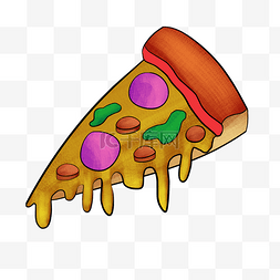 手绘三明治披萨图片_加工食品披萨噪点手绘风