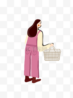 提购物的人图片_提着购物篮购物的女孩子可商用元