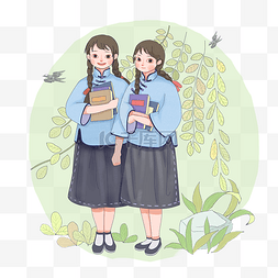 女学生学习图片_南方早春新年女学生可爱小姐学习