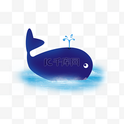 游泳的鲸鱼图片_六一儿童节蓝色可爱卡通形象动物