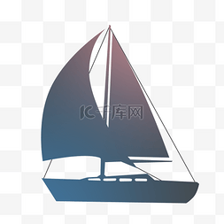 平面卡通帆船图标