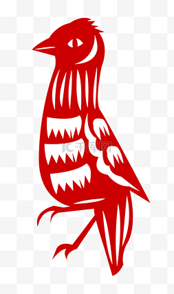 红色剪纸鹦鹉