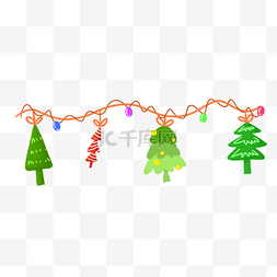 圣诞挂饰插画图片_圣诞节绿色的圣诞树