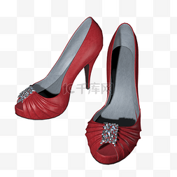红色女士皮鞋图片_红色女士真皮高跟鞋