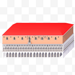 红顶C4D卡通城堡房子