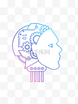 科技未来简约图片_渐变色人工智能机器人齿轮大脑高