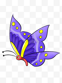 卡通紫色蝴蝶元素设计