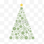 圣诞节卡通扁平雪花组合圣诞树元素