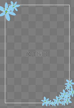 小清新蓝色花朵图片_手绘蓝色小清新风格边框纹理