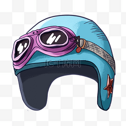 紫色蓝色图片_蓝色的飞行员头盔插画
