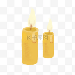 蜡烛烛光图片_两根燃烧着的黄色蜡烛