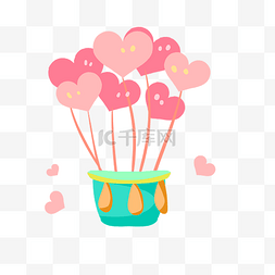 粉色表白图片_浪漫情人节粉色气球手绘插画