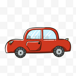 顶视图小汽车图片_手绘卡通红色小汽车插画