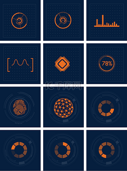 超强指标图片_橙色几何炫酷科技图形图标