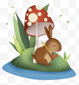 红兔子图片图片_春天湖边游玩的兔子