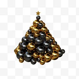 黑色立体圆球图片_C4D立体圣诞树
