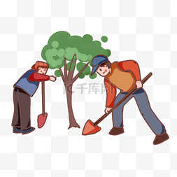 保护环境学生图片_卡通人物植树节户外环保植树