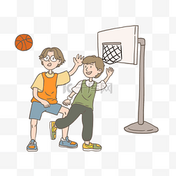 打篮球的的人图片_春天男孩打篮球手绘插画免抠元素