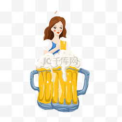 扎啤简介图片_ 女孩啤酒杯 