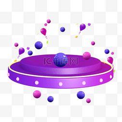 紫色音响舞台促销装饰小元素多边