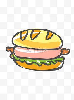 食物元素手绘可爱卡通快餐汉堡
